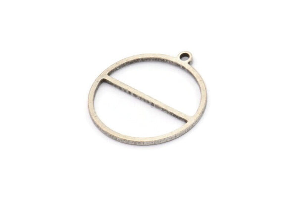 Silver Round Charm, 12 Antique Silver Plated Brass Round Shaped Charms With 1 Loop, Charm Pendants (23.5x21x1mm) A4703