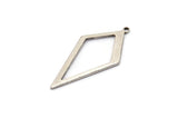 Silver Diamond Charm, 10 Antique Silver Plated Brass Rhombus Charms With 1 Loop, Earrings, Findings (28x13x0,80mm) D855