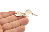 Silver Key Charm, 6 Antique Silver Plated Brass Key Charms With 1 Hole, Earrings, Pendants, Findings (33x15x0.80mm)  D864