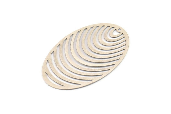 Silver Oval Charm, 4 Antique Silver Plated Brass Oval Earring Charms With 1 Hole, Findings (40x26mm) D0632