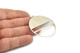 Silver Round Charm, 2 Antique Silver Plated Brass Round Charms With 1 Loop, Stamping Blanks (45x43x0.90mm) M663