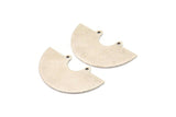 Semi Circle Charm, 2 Antique Silver Plated Brass Semi Circle Charm Pendants With 2 Holes (35x20x0.80mm) D899