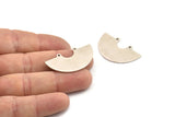 Semi Circle Charm, 2 Antique Silver Plated Brass Semi Circle Charm Pendants With 2 Holes (35x20x0.80mm) D899