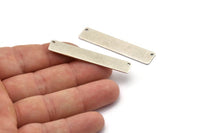 Silver Rectangle Bar, 4 Antique Silver Plated Brass Rectangle Stamping Blanks With 2 Holes , Necklace Pendants (50x10x0.80mm) D0294