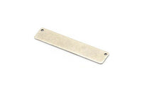 Silver Rectangle Bar, 4 Antique Silver Plated Brass Rectangle Stamping Blanks With 2 Holes , Necklace Pendants (50x10x0.80mm) D0294
