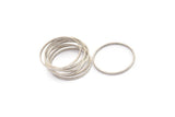 Silver Circle Connectors - 25 Antique Silver Plated Brass Circle Connectors (30x0.8x2mm) D0314