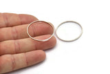 Silver Circle Connectors - 25 Antique Silver Plated Brass Circle Connectors (30x0.8x2mm) D0314