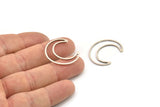 Silver Moon Charm, 8 Antique Silver Plated Brass Crescent Moon Charms, Connectors (27x7x1mm) A4257