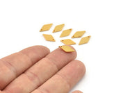Gold Diamond Charm, 10 Gold Plated Brass Diamond Charms With 1 Hole (13x6x1mm) A3807