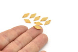 Gold Diamond Charm, 10 Gold Plated Brass Diamond Charms With 1 Hole (13x6x1mm) A3807