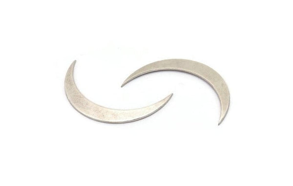 Moon Phase Blank, 6 Antique Silver Plated Brass Crescent Blanks (36x5x0.80mm) Moon9