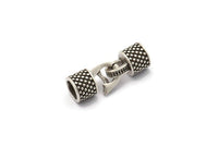 6mm Leather Cord Caps, Antique Silver Plated Brass Leather Cord End, Hook Ends for 6mm Leather Cord (16x14x10mm) N0310