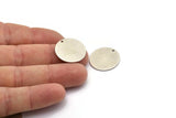 Silver Brass Disc, 4 Antique Silver Plated Brass Stamping Blanks, Discs With 1 Hole (20x0.80mm) Y254