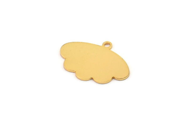 Gold Cloud Charm, 4 Gold Plated Brass Cloud Charms With 1 Loop, Earring Charms (19x13x0.60mm) A3118