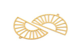 Semi Circle Charm, 4 Gold Plated Brass Rising Sun Charms With 1 Loop, Pendant Charms (40x22x0.60mm) A3084