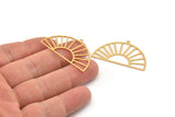 Semi Circle Charm, 4 Gold Plated Brass Rising Sun Charms With 1 Loop, Pendant Charms (40x22x0.60mm) A3084