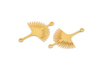 Gold Sun Charm, 8 Gold Plated Brass Sun Charms With 2 Loops, Brass Connectors (24x18x0.60mm) A3875 H0225