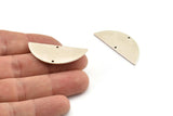 Semi Circle Charm, 4 Antique Silver Plated Brass Half Moon Charms With 2 Holes, Stamping Blank (39x15x0.90mm) M638 H1060