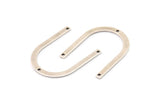 Silver U Shape Charm, 6 Antique Silver Plated Brass U Shaped Charms With 3 Holes (30x25x0.80mm) M02103