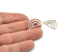 Semi Circle Charm, 12 Antique Silver Plated Brass Semi Circle Charms With 1 Loop, Pendant Charms (22x14x0.60mm) A3177