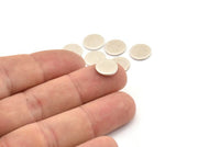 Silver Round Tag, 12 Antique Silver Plated Brass Round Stamping Blanks Without Hole, Findings (10x1mm) D861