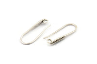 Silver Ear Hooks, 8 Antique Silver Plated Brass Earring Textured Wires, Earring Hooks (21x8mm) BS 1825