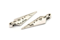 Stone Age Knife - 2 Antique Silver Plated Brass Stone Age Knife Pendant (43x14mm) N0263