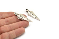 Stone Age Knife - 2 Antique Silver Plated Brass Stone Age Knife Pendant (43x14mm) N0263