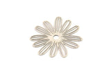 Silver Flower Charm, 6 Antique Silver Plated Brass Flower Charms, Findings (30x0.30mm) F115 H0375