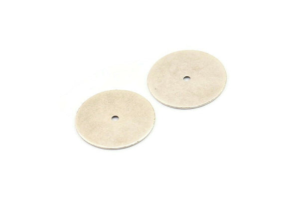 Silver Round Connector, 12 Antique Silver Plated Brass Round Discs, Middle Hole Connectors, Bead Caps, Findings (16mm) Brs 66 A0445