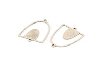 Silver D Shaped Charm, 8 Antique Silver Plated Brass D Shaped Charms With 2 Loops, Earrings, Connector Findings (26x21x0.60mm) A4492