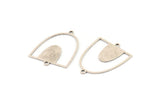 Silver D Shaped Charm, 8 Antique Silver Plated Brass D Shaped Charms With 2 Loops, Earrings, Connector Findings (26x21x0.60mm) A4492