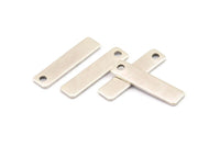 Tiny Rectangle Bar, 24 Antique Silver Plated Brass Rectangle Stamping Blanks with 1 Hole, Necklace Finding (20x5x0.80mm) U025