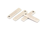 Tiny Rectangle Bar, 24 Antique Silver Plated Brass Rectangle Stamping Blanks with 1 Hole, Necklace Finding (20x5x0.80mm) U025