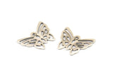 Silver Butterfly Charm, 25 Antique Silver Plated Brass Butterfly Charms (15x12mm) Brs 524 A0162