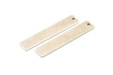 Silver Rectangle Bar, 6 Antique Silver Plated Brass Rectangle Charms With 1 Hole, Stamping Blanks (40x8x0.80mm) A0807