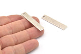 Silver Rectangle Bar, 6 Antique Silver Plated Brass Rectangle Charms With 1 Hole, Stamping Blanks (40x8x0.80mm) A0807