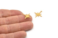 Gold Pole Star Charm, 12 Gold Plated Brass, Gold Charms, Gold Pole Star Charms With 1 Loop (19x18x0.60mm) A4108 H0335