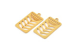 Gold Leaf Charm, 6 Gold Plated Brass Dandelion Charms With 1 Loop, Charm Pendants (20x12x0.60mm) A3336