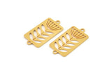 Gold Leaf Charm, 6 Gold Plated Brass Dandelion Charms With 2 Loops, Charm Pendants (22x12x0.60mm) A3335