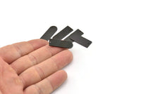 D Shape Blank, 6 Oxidized Black Plated Brass D Shape Blanks With 1 Hole, Charms, Pendants (26x10x1mm) D0590