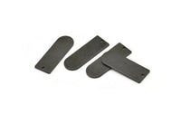 D Shape Blank, 6 Oxidized Black Plated Brass D Shape Blanks With 1 Hole, Charms, Pendants (26x10x1mm) D0590