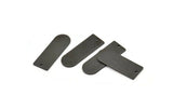 D Shape Blank, 6 Oxidized Black Plated Brass D Shape Blanks With 1 Hole, Charms, Pendants (26x10x1mm) D0590