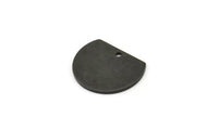 Semi Circle Charm, 6 Oxidized Black Plated Brass Half Moon Charms With 1 Hole, Earrings, Pendants, Findings (18x14x0.90mm) D0707 H0674