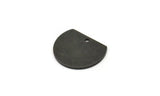 Semi Circle Charm, 6 Oxidized Black Plated Brass Half Moon Charms With 1 Hole, Earrings, Pendants, Findings (18x14x0.90mm) D0707 H0674
