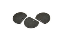 Semi Circle Charm, 6 Oxidized Black Plated Brass Half Moon Charms With 1 Hole, Earrings, Pendants, Findings (18x14x0.90mm) D0707 H0674