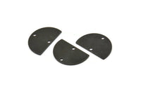 Semi Circle Charm, 8 Oxidized Black Plated Brass Half Moon Connectors With 2 Holes (22x14x0.80mm) M478