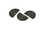 Semi Circle Charm, 8 Oxidized Black Plated Brass Half Moon Connectors With 2 Holes (22x14x0.80mm) M478