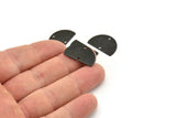 Semi Circle Charm, 8 Oxidized Black Plated Brass Half Moon Connectors With 2 Holes (22x14x0.80mm) M478