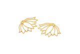 Gold Flower Charm, 4 Gold Plated Brass Lotus Flower Charms With 1 Hole, Findings (34x23x0.60mm) A3959 H0987